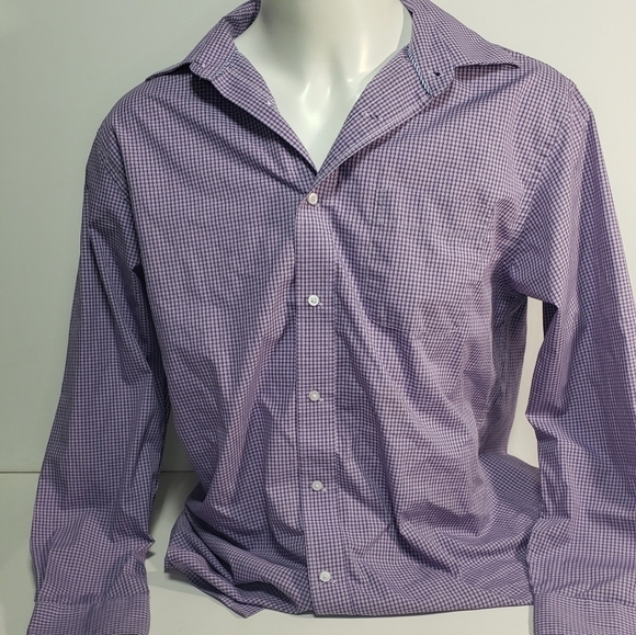 Haggar Purple Checked Collared Button Up - Picture 2 of 8